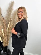 The Cadie- Black Blazer with Cheetah Print Sleeves